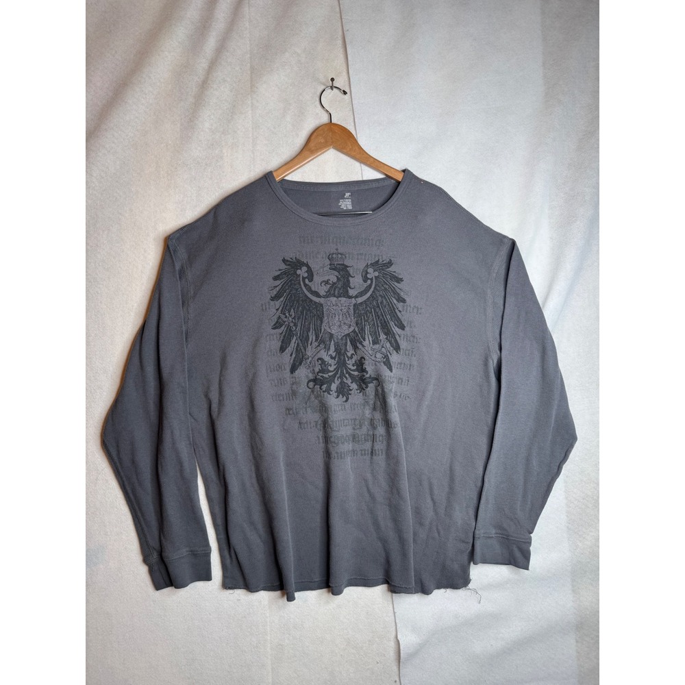 JF J.Ferrar Mens Gray Waffle Knit Thermal Graphic Shirt 3XLT‎ gray skater grunge